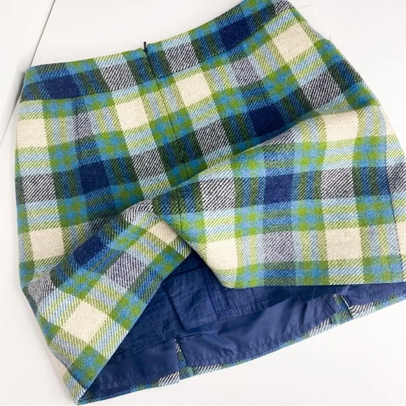 Boden Plaid Mini Skirt Blue Green Tweed UK 10 | US 6 - Picture 3 of 5
